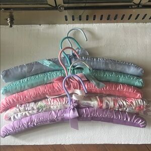 Set of Vintage Satin Padded Hangers in Pastel Shades